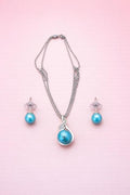 Aqua Pearl Necklace and Earrings