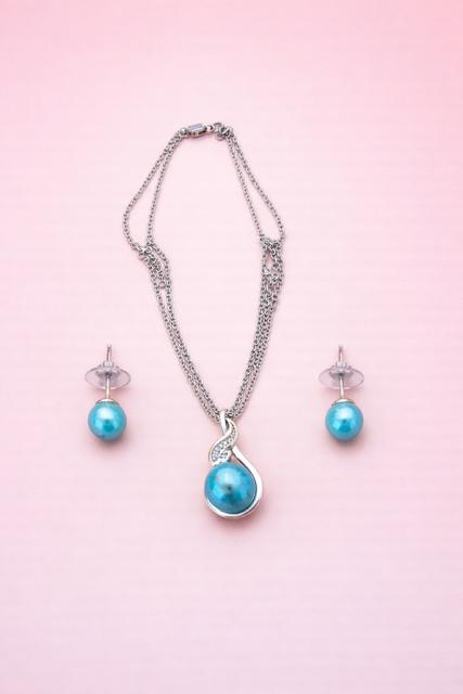 Aqua Pearl Necklace and Earrings
