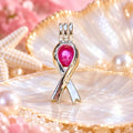 Breast Cancer Awareness Ribbon w/Pink Pearl Cage