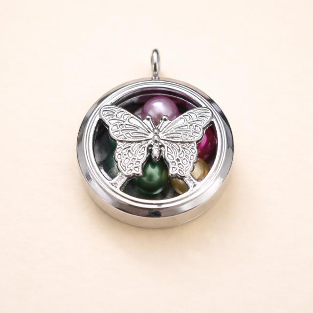 Butterfly Floating Pearl Pendant Locket