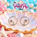 Circle of Sparkle Pearl Stud Earrings