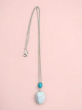 Baroque Pearl and Turquoise Pendant and Chain - Silver