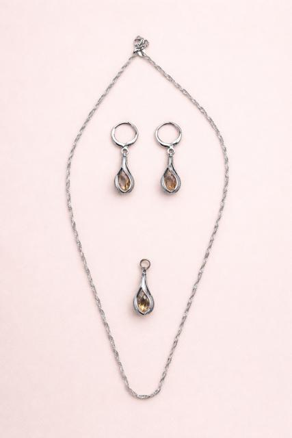 Water Drop Crystal Necklace and Earrings