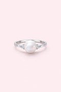 White Button Pearl Adjustable Ring