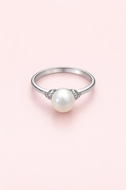 White Pearl Ring size 8
