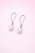 Single Pearl Earrings - White
