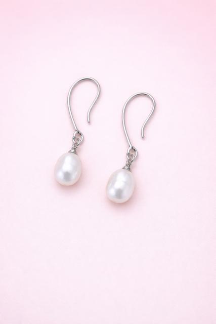 Single Pearl Earrings - White