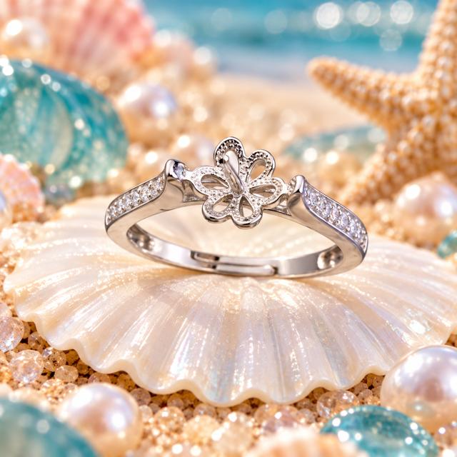 Delicate Sparkle Pearl Ring