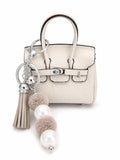 Large Pearl and Mini Purse Key Chain - Beige