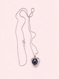 Black Button Pearl Pendant and Chain