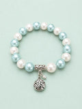 Pearl Bracelet with Silver Dollar Charm