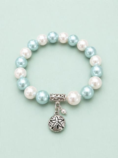 Pearl Bracelet with Silver Dollar Charm