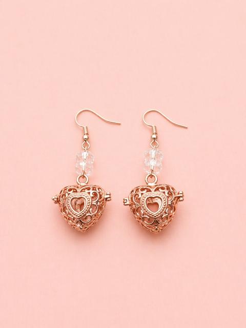 Rose Gold Heart Cage Earrings