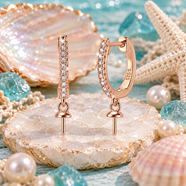 Sparkling Pearl-Ready Hoop Earrings - Gold