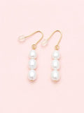 Triple Pearl Earrings - White