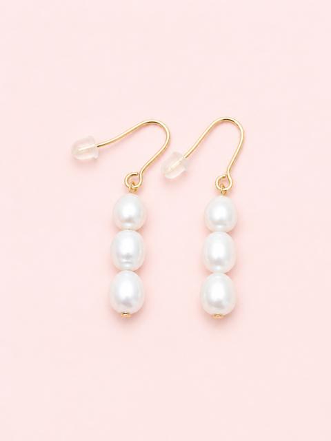 Triple Pearl Earrings - White