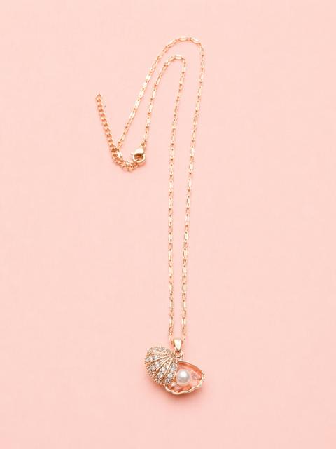 Rose Gold Seashell & Pearl Oyster Pendant