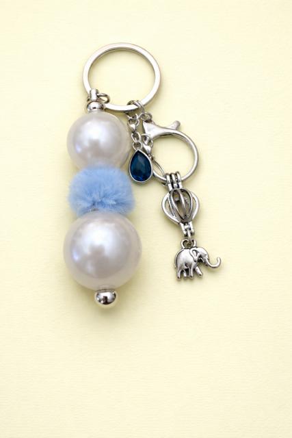 Large Pearl Cage Key Chain - Elephant