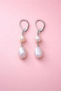 Double Drop Pearl Earrings - Lavender