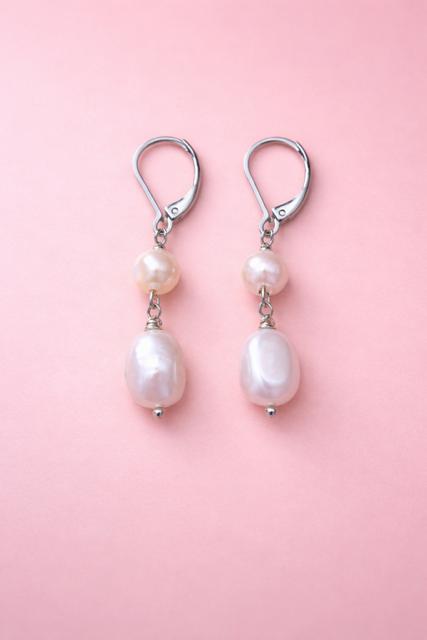 Double Drop Pearl Earrings - Lavender