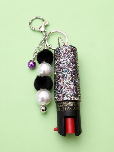 Large Pearl Cage Key Chain w/Pepper Spray