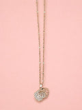 Gold Tone Seashell & Pearl Oyster Pendant