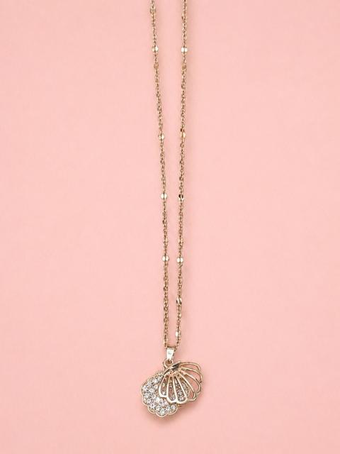 Gold Tone Seashell & Pearl Oyster Pendant