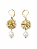 Sand Dollar and Pearl Earrings