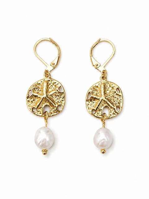 Sand Dollar and Pearl Earrings