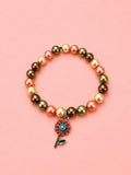 Pearl Bracelet with Sunflower Charm