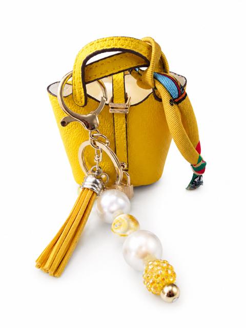 Medium Pearl and Mini Purse Key Chain - Yellow
